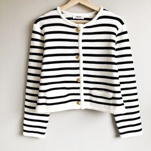 CELINE “CHASSEUR” CROPPED JACKET IN STRIPED WOOL S